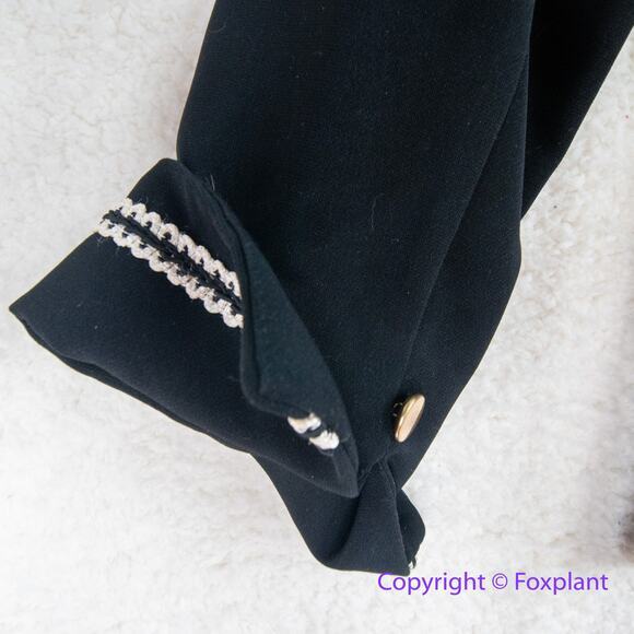 Vintage Lew Magram Collection Blazer Sz 10 Black Gold Buttons Chain Military - Picture 11 of 12